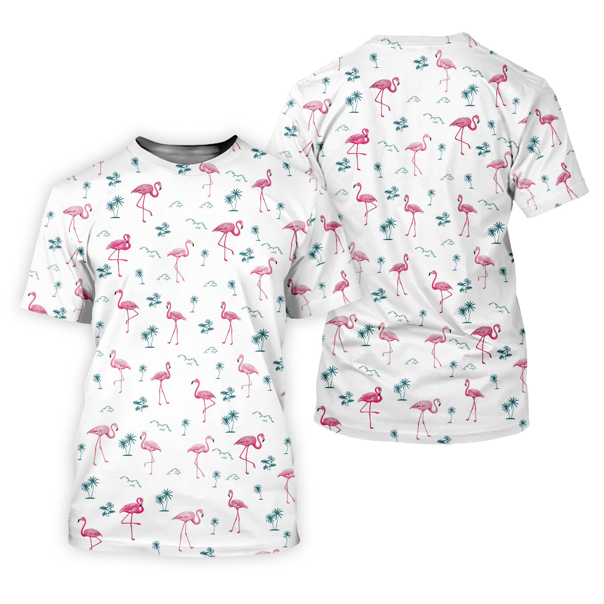 Flamingo Tropical White Polo Shirt Mens, Summer Polo Shirts, Unique Gift For Golfer