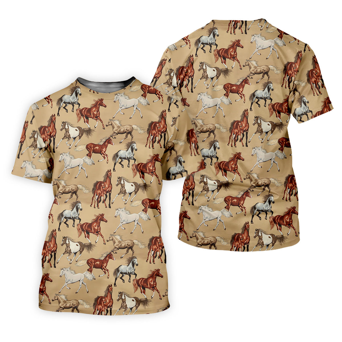 Wild Horse Seamless Pattern Golf Tops For Men, Hawaiian Golf Shirts, Long Sleeve Polo