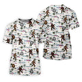 Funny Sasquatch Tropical Golf Shirts, Ladies Golf Shirts, Golfing Apparel, Women's Polo Shirt