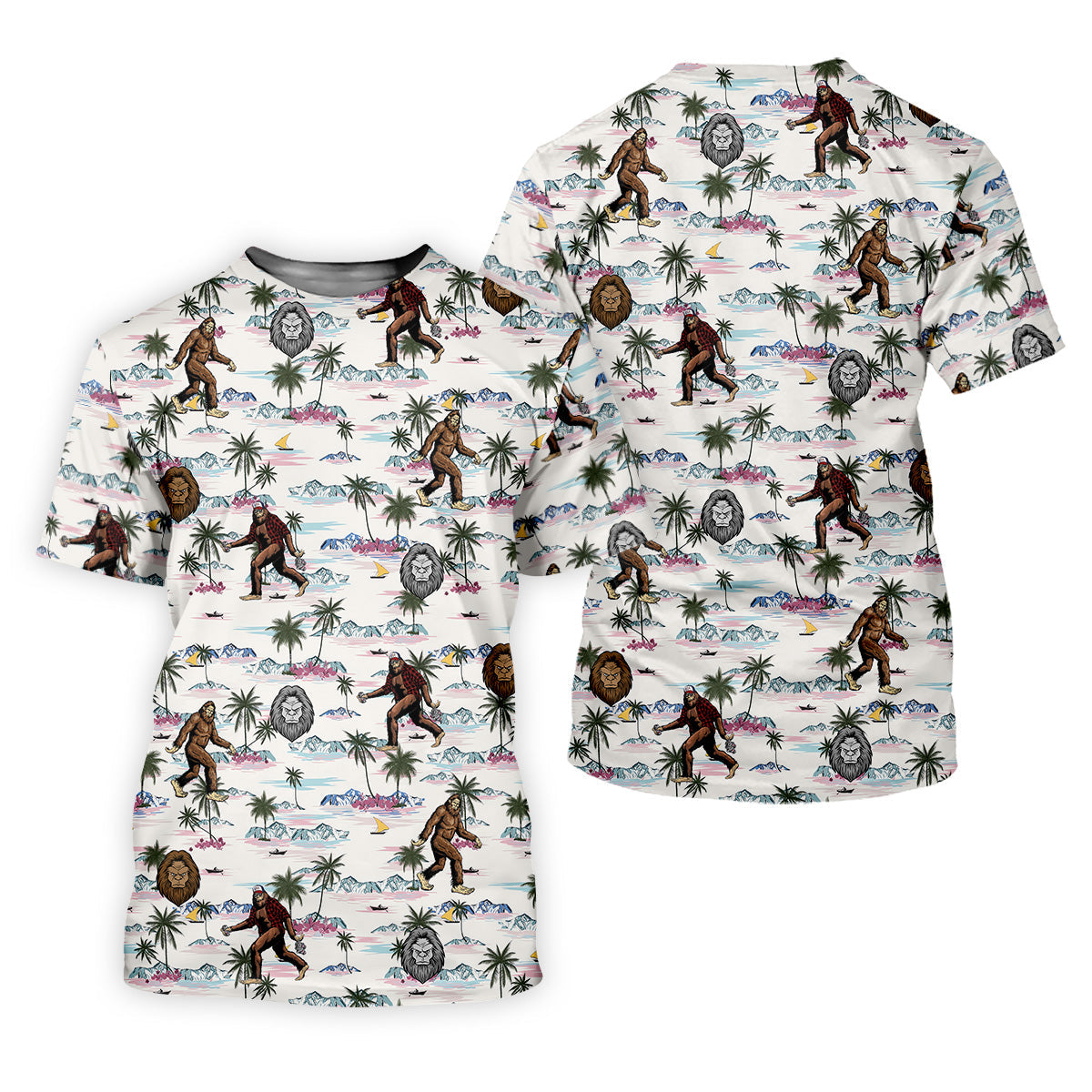 Funny Sasquatch Tropical Golf Shirts, Men's Funny Golf Shirts, Golfing Apparel, Polo For Men