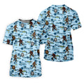 Blue Funny Sasquatch Tropical Golf Shirts, Men's Funny Golf Shirts, Golfing Apparel, Polo For Men