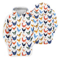 Colorful Animated Chickens White Polo Women, Gift For Chicken Lover, Ladies Golf Shirts, Golfing Apparel