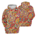 Red Paisley Seamless Pattern Golf Tops For Men, Hawaiian Golf Shirts, Long Sleeve Polo