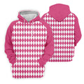White And Pink Argyle Pattern Men Polo, Polo Shirts For Men, Golf Gift For Men, Golfing Apparel