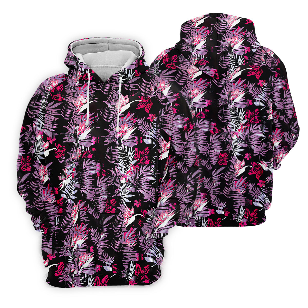 Purple And Black Tropical Golf Shirts, Golf Tops For Men, Polo Shirts For Men, Golfing Apparel