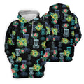Tropical Floral Pattern Disc Golf Shirt, Black Golf Shirt, Polo Shirts For Men, Golf Gift For Men