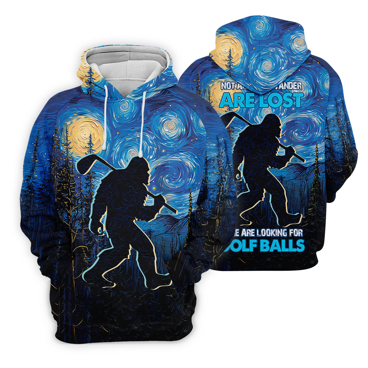 Not All Who Wander Are Lost Starry Night Shirt, Sasquatch Golf Shirt, Golf Tops For Men, Golf Gift For Men