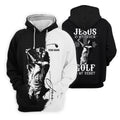 Jesus Is My Savior Golf Is My Therapy Christian Golf Shirt, Black And White Golf Polo, Polo Shirts For Men