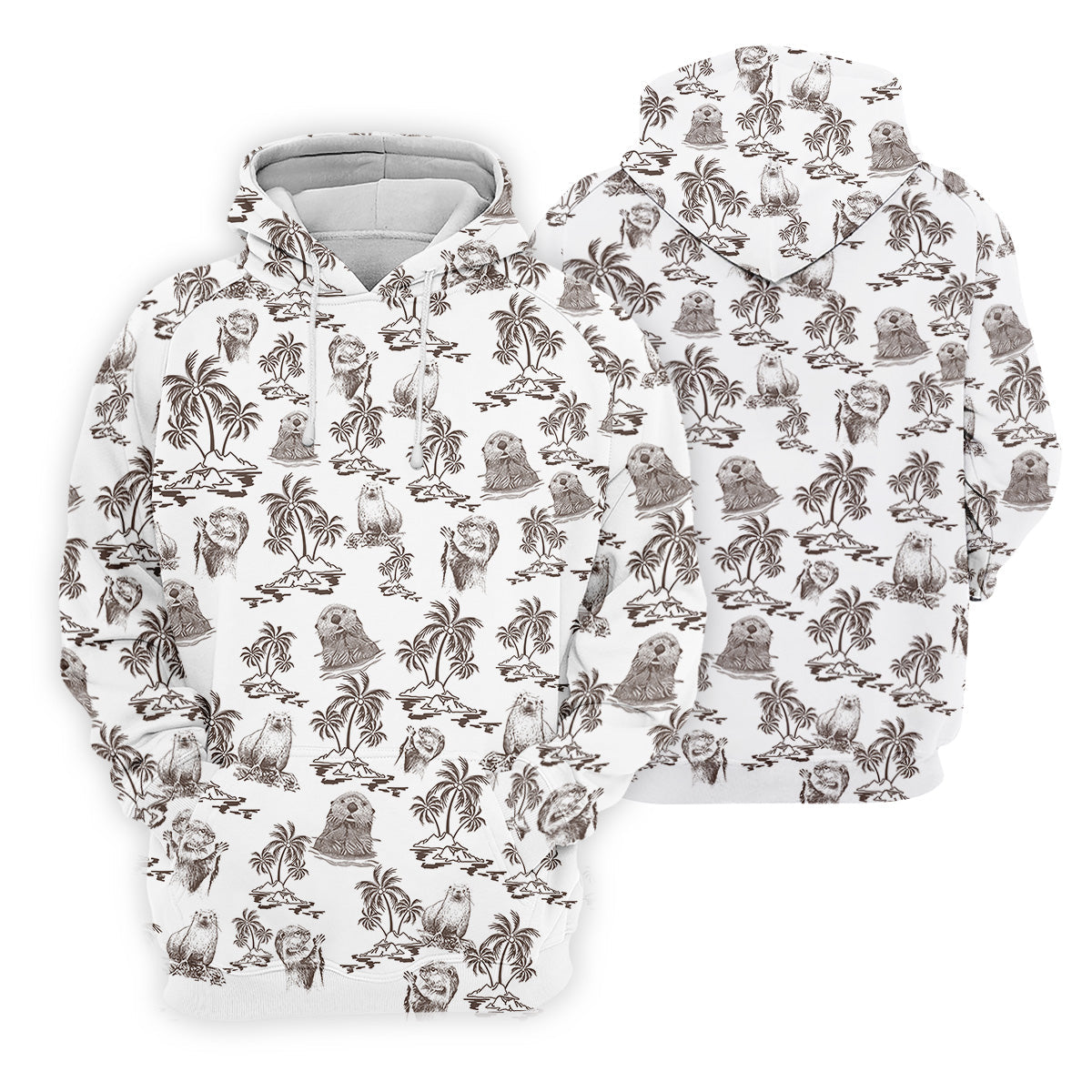 Adorable Sea Otter Tropical Golf Shirts, Cute Golf Outfit, Polo Shirts For Men, Golf Gift For Men