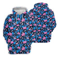 Flamingo Pink Pink And Blue Tropical Golf Shirts, Polo Shirts For Men, Golf Gift For Men, Golfing Apparel