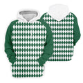White And Green Argyle Pattern Women's Golf Shirts, Ladies Sleeveless Polo, Ladies Golf Shirts
