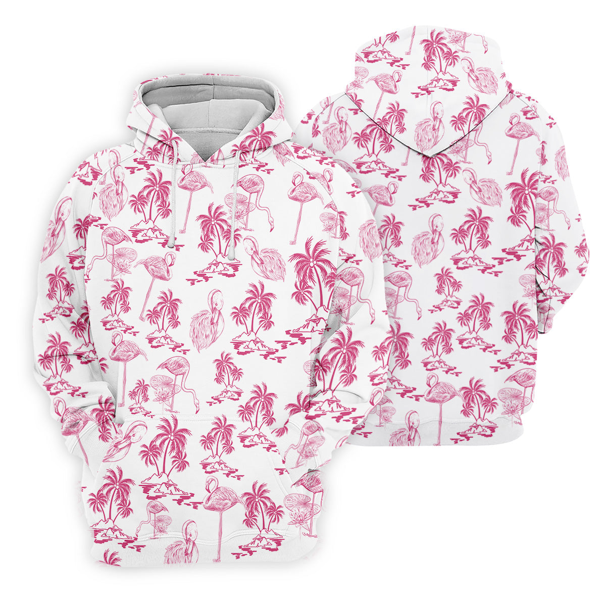 White And Pink Flamingo Tropical Men Polo, Polo Shirts For Men, Golf Gift For Men, Golfing Apparel