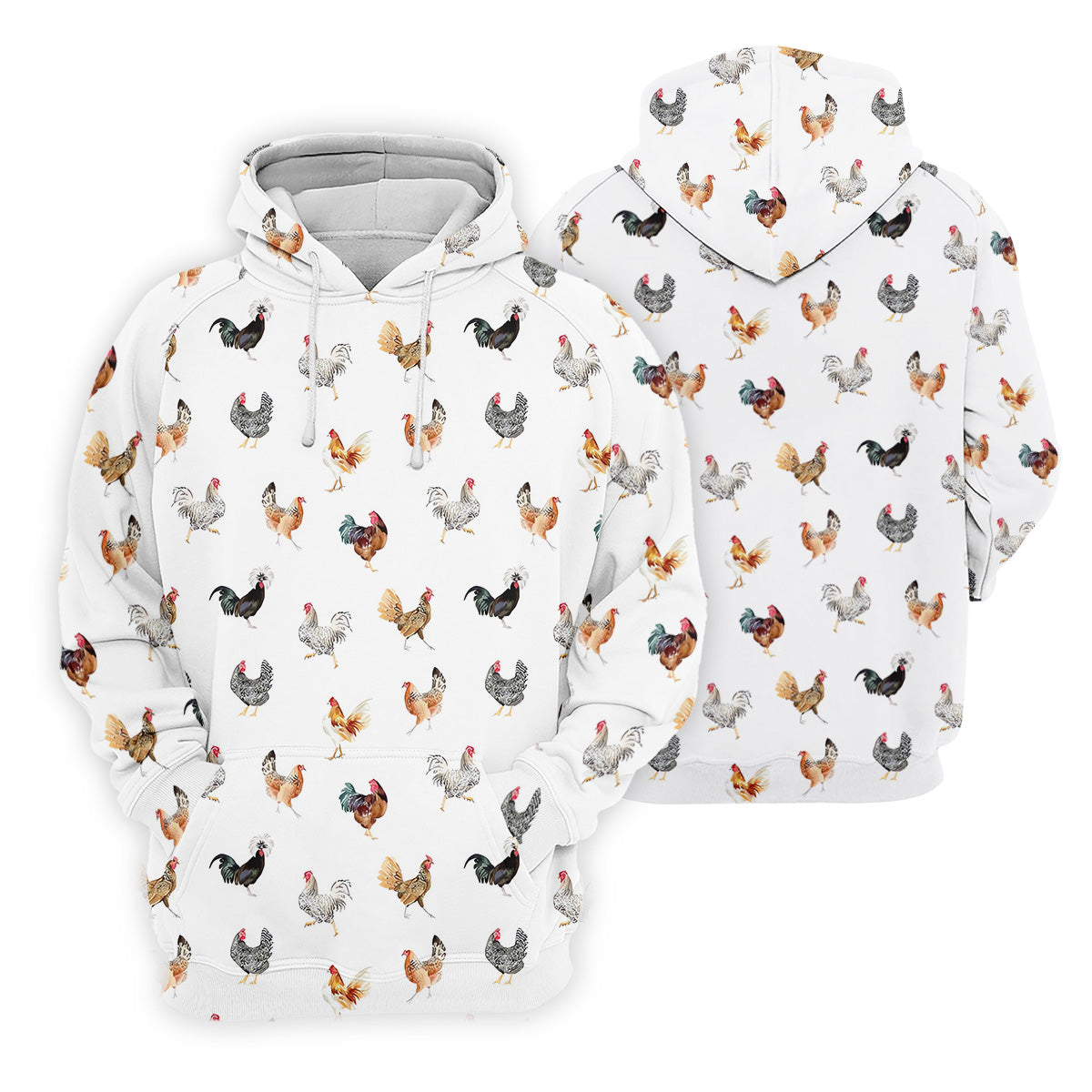 Prancing Chickens Men's White Golf Polo, Gift For Chicken Lover, Polo Shirts For Men, Golfing Apparel