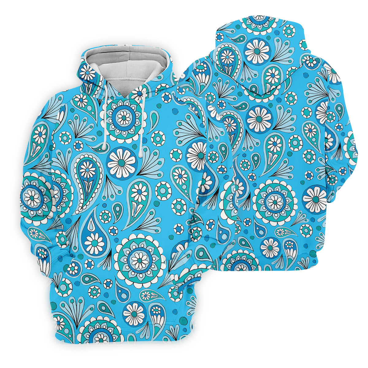 Blue Paisley Seamless Pattern Golf Tops For Men, Hawaiian Golf Shirts, Polo For Men