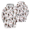 White Funny Sasquatch Tropical Golf Shirts, Fun Men's Golf Polos, Hawaiian Golf Shirts, Golfing Apparel