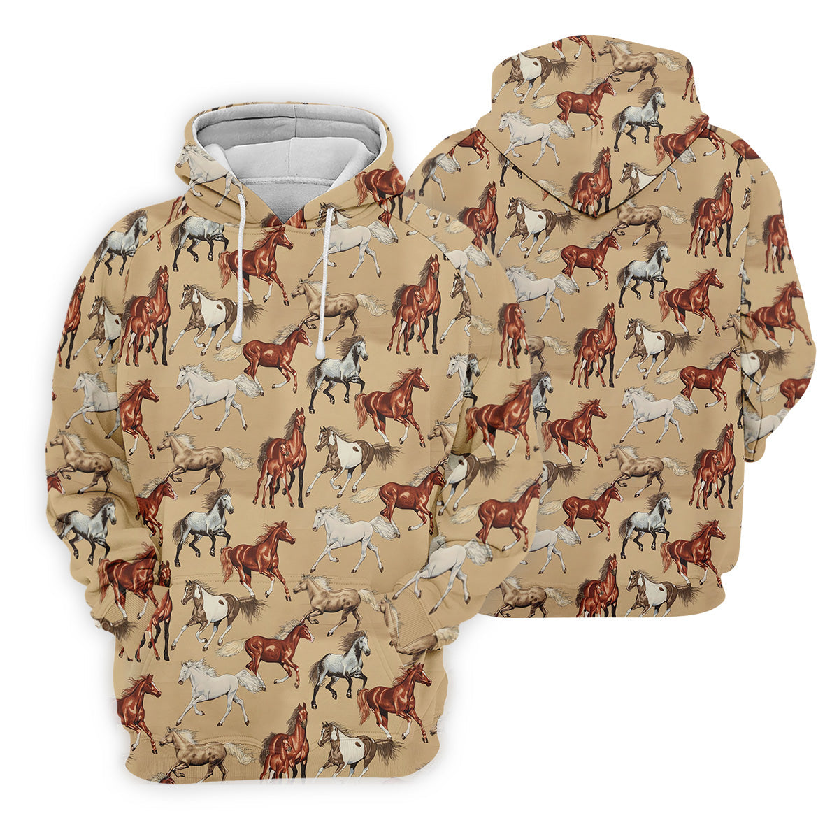 Wild Horse Seamless Pattern Golf Tops For Men, Hawaiian Golf Shirts, Long Sleeve Polo