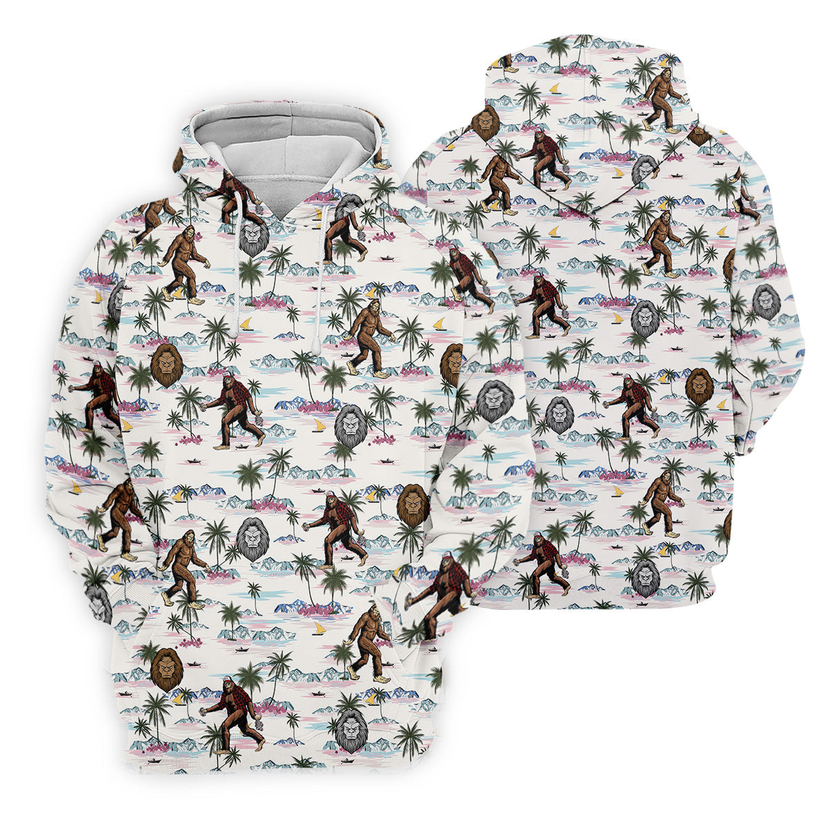 Funny Sasquatch Tropical Golf Shirts, Men's Funny Golf Shirts, Golfing Apparel, Polo For Men
