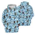 Blue Funny Sasquatch Tropical Golf Shirts, Ladies Golf Shirts, Golfing Apparel, Women's Polo Shirt