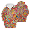 Red Paisley Seamless Pattern Golf Tops For Men, Hawaiian Golf Shirts, Long Sleeve Polo