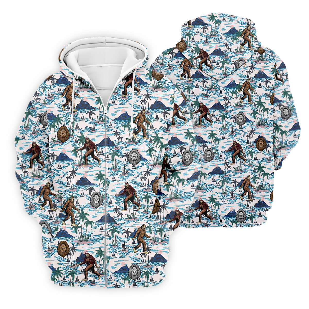 Funny Bigfoot Tropical Golf Shirts, Men's Funny Golf Shirts, Golfing Apparel, Polo For Men