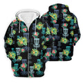 Tropical Floral Pattern Disc Golf Shirt, Black Golf Shirt, Polo Shirts For Men, Golf Gift For Men