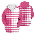 White And Pink Argyle Pattern Men Polo, Polo Shirts For Men, Golf Gift For Men, Golfing Apparel