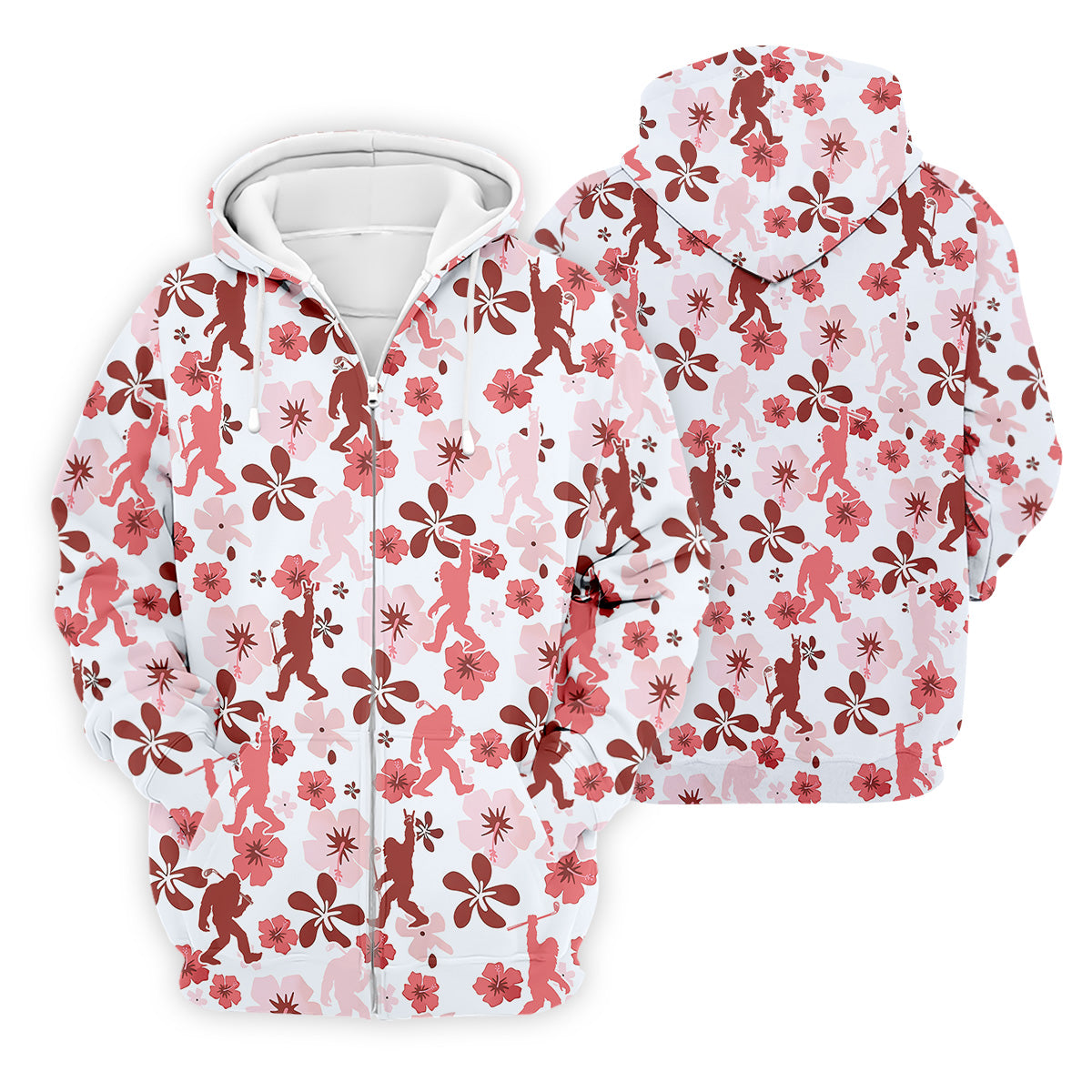Sasquatch Golf Shirt, Mens Floral Shirt, Hawaiian Golf Shirts, Long Sleeve Polo