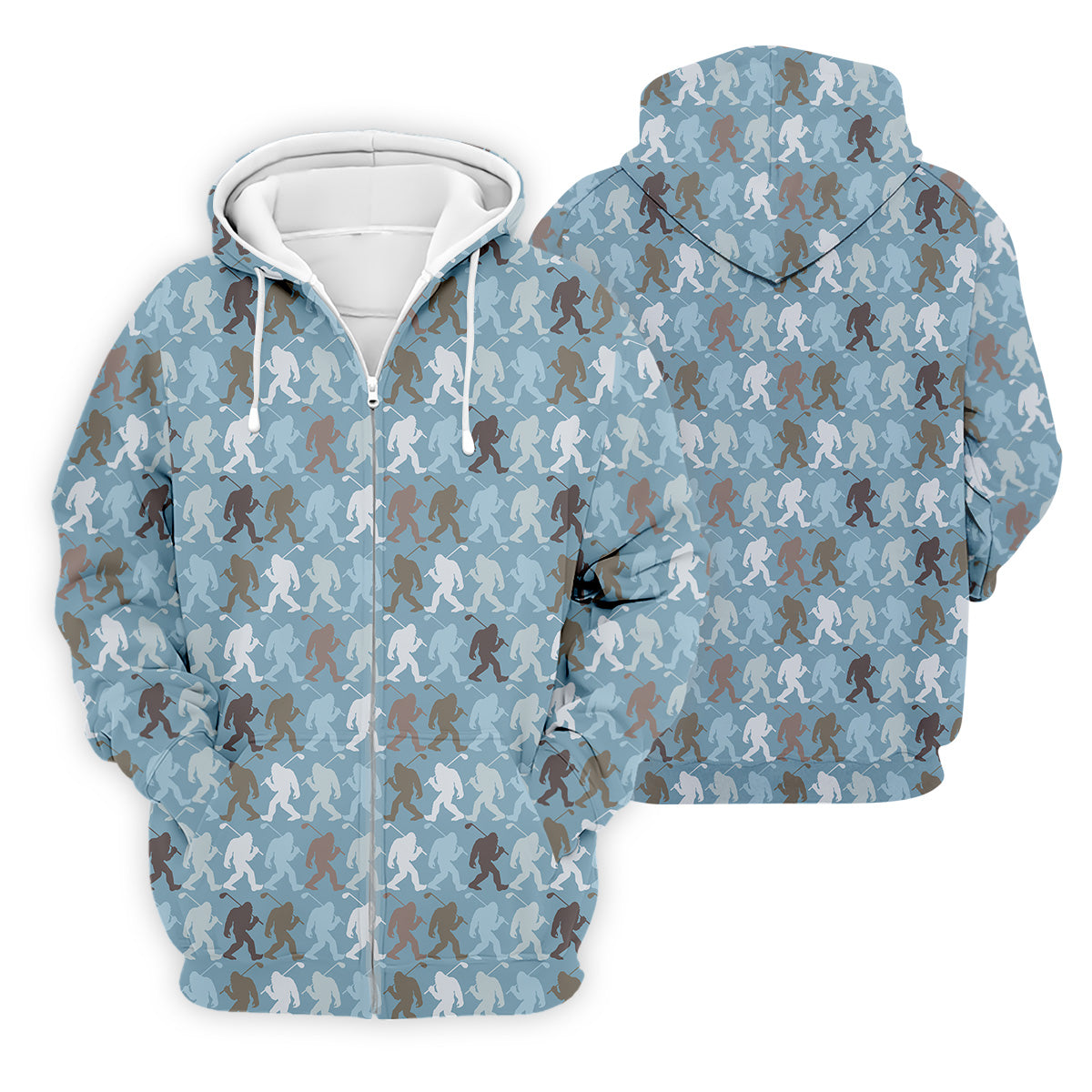 Bigfoot Silhouette Pattern Fun Golf Shirts For Men, Unique Gift For Golfer, Men's Golf Polo