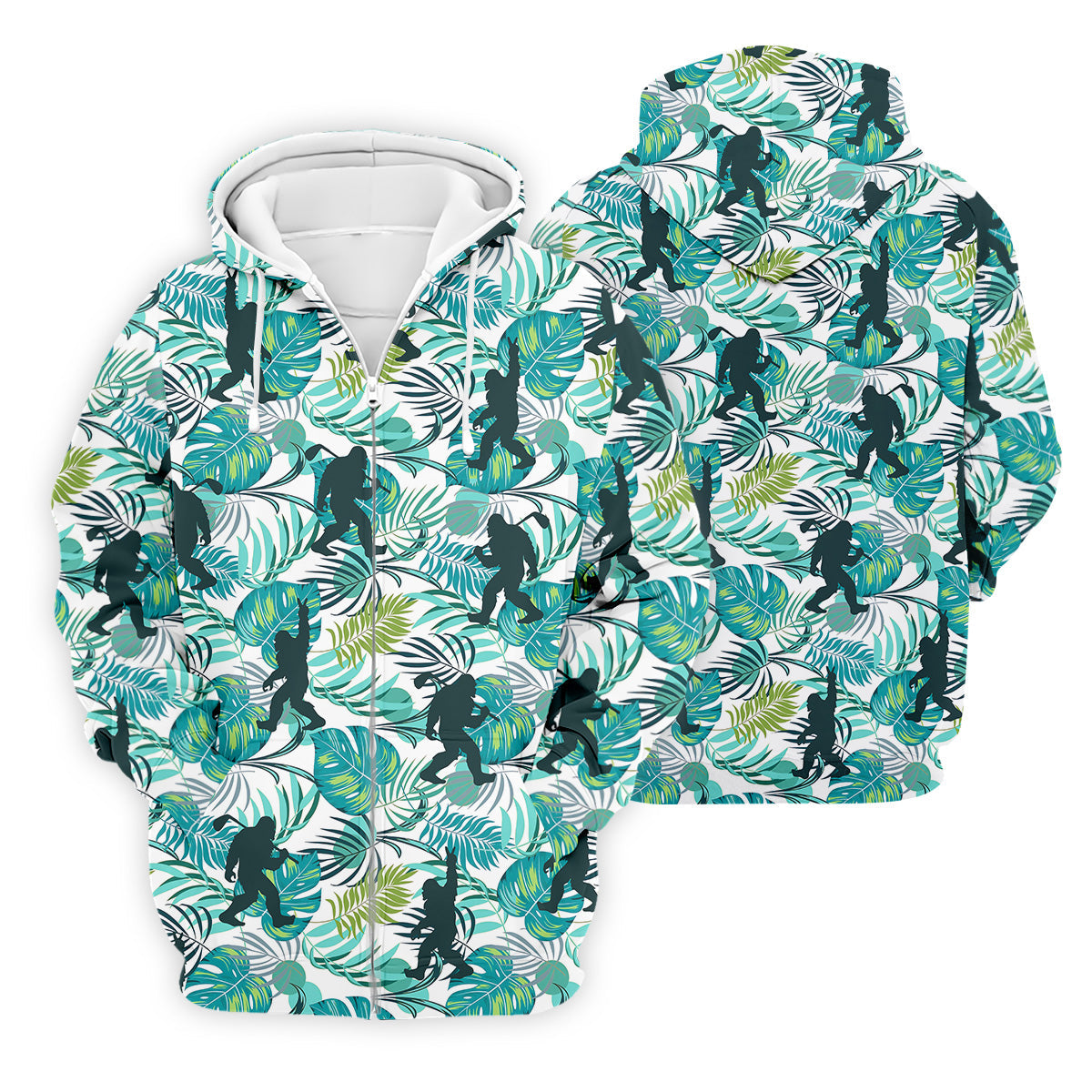 Tropical Green Bigfoot Golf Shirt, Golf Tops For Men, Custom Golf Polos, Golf Gift For Men