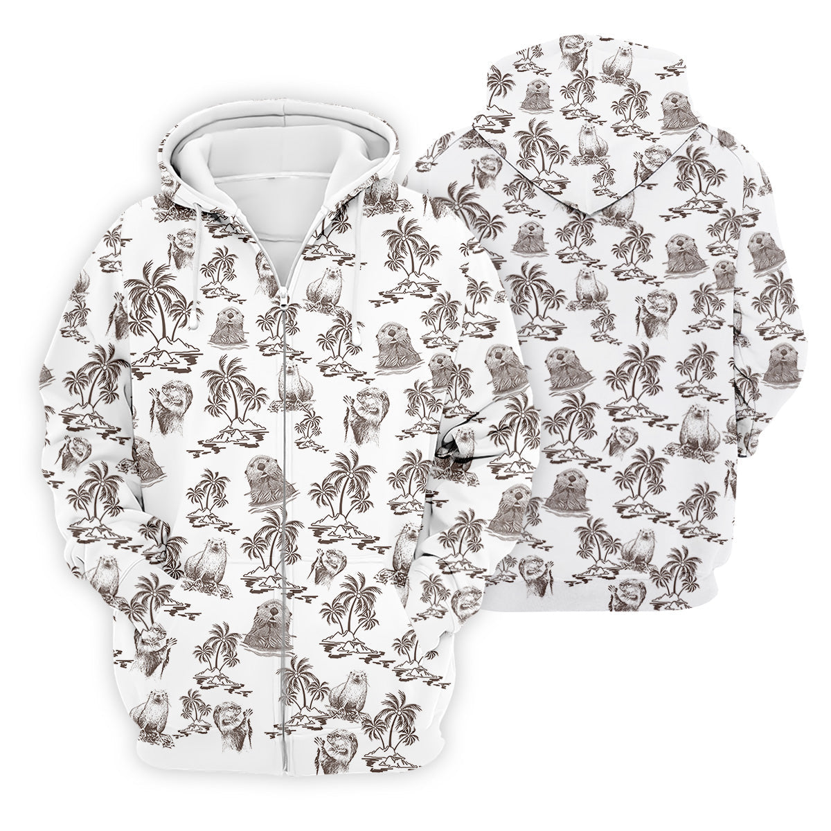 Adorable Sea Otter Tropical Golf Shirts, Cute Golf Outfit, Polo Shirts For Men, Golf Gift For Men
