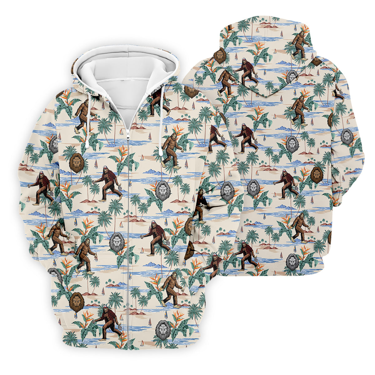 Funny Sasquatch Tropical Golf Shirts, Fun Men's Golf Polos, Hawaiian Golf Shirts, Golfing Apparel