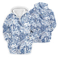 Blue Paisley Seamless Pattern Golf Tops For Men, Hawaiian Golf Shirts, Long Sleeve Polo