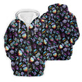 Funny Neon Cat Alien Mushroom Golf Tops For Men, Polo Shirts For Men, Golfing Apparel