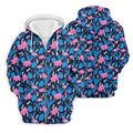 Flamingo Pink Pink And Blue Tropical Golf Shirts, Polo Shirts For Men, Golf Gift For Men, Golfing Apparel