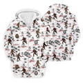 White Funny Sasquatch Tropical Golf Shirts, Fun Men's Golf Polos, Hawaiian Golf Shirts, Golfing Apparel