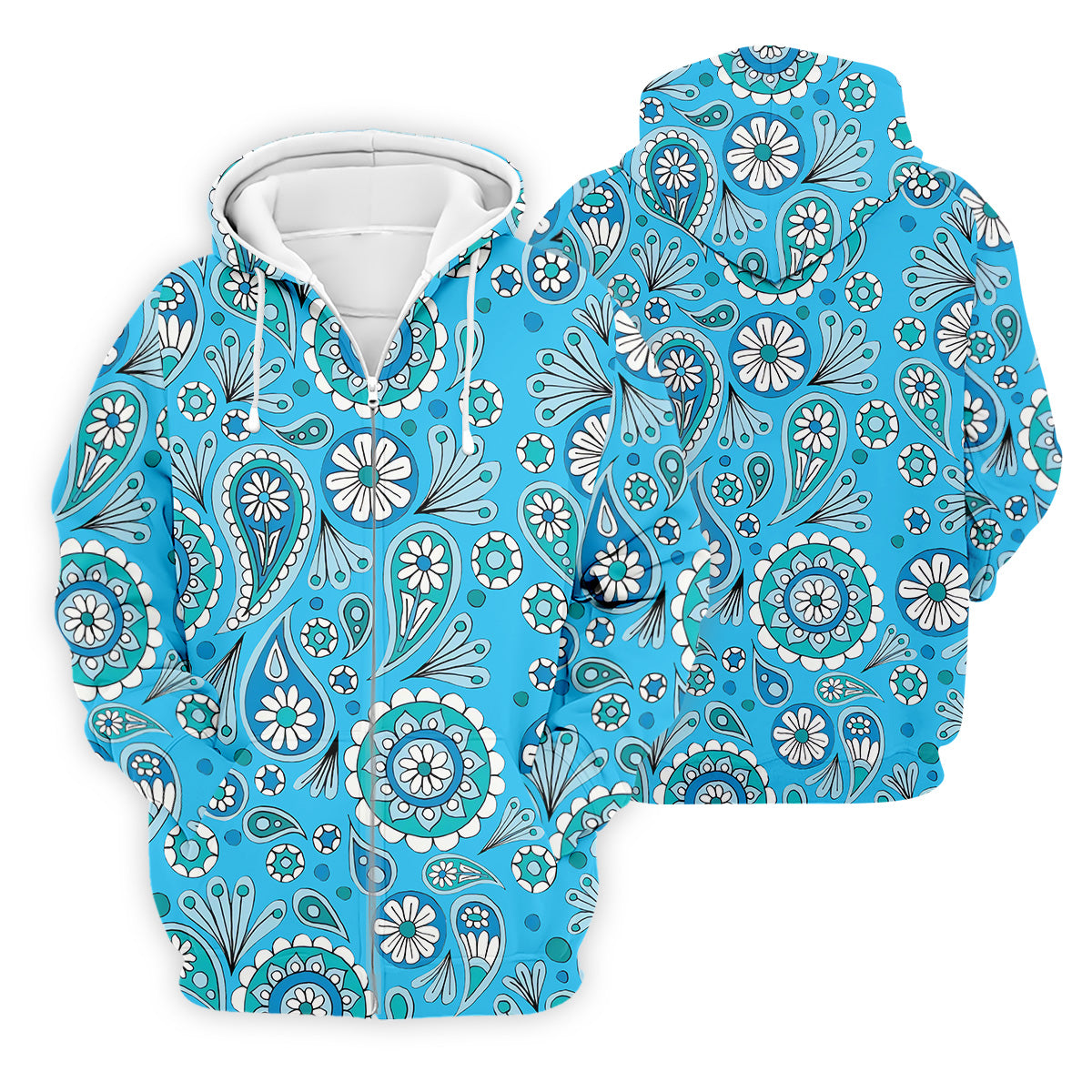 Blue Paisley Seamless Pattern Golf Tops For Men, Hawaiian Golf Shirts, Polo For Men