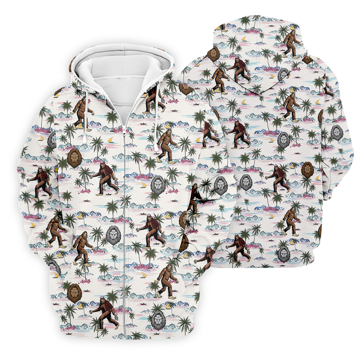 Funny Sasquatch Tropical Golf Shirts, Men's Funny Golf Shirts, Golfing Apparel, Polo For Men