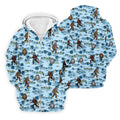 Blue Funny Sasquatch Tropical Golf Shirts, Men's Funny Golf Shirts, Golfing Apparel, Polo For Men