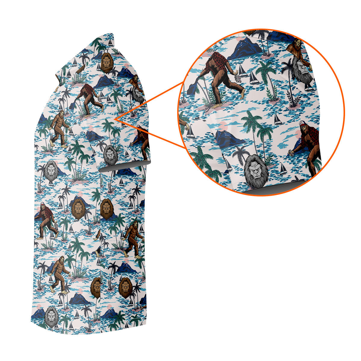 Funny Bigfoot Tropical Golf Shirts, Men's Funny Golf Shirts, Golfing Apparel, Polo For Men