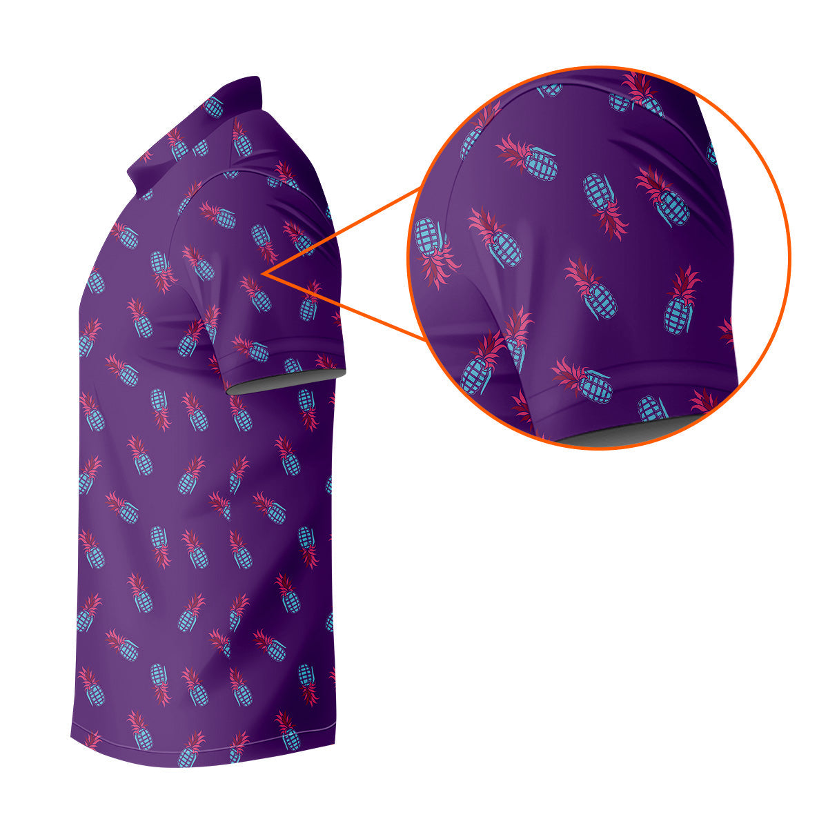 Pineapple Grenade Purple Golf Tops For Men, Men Polo, Golf Gift For Men, Golfing Apparel