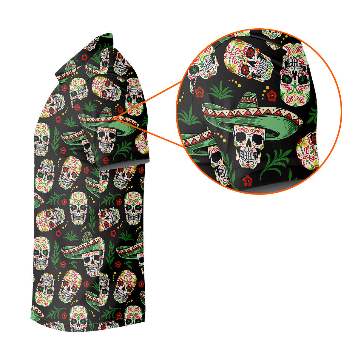 Skull Golf Shirt, Day Of The Dead Shirt, Mexican Floral Shirt, Men Polo, Unique Gift For Golfer