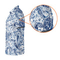 Blue Paisley Seamless Pattern Golf Tops For Men, Hawaiian Golf Shirts, Long Sleeve Polo
