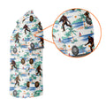 White And Blue Funny Sasquatch Tropical Golf Shirts, Fun Men's Golf Polos, Hawaiian Golf Shirts, Golfing Apparel