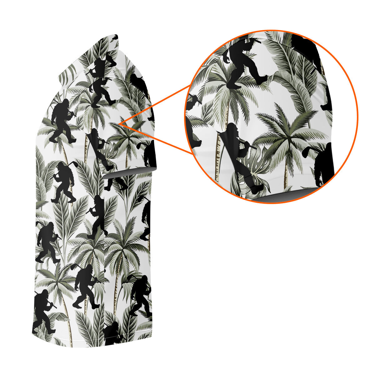 Funny Bigfoot Tropical Palm Leaves Golf Tops For Men, Custom Golf Polos, Golf Gift For Men