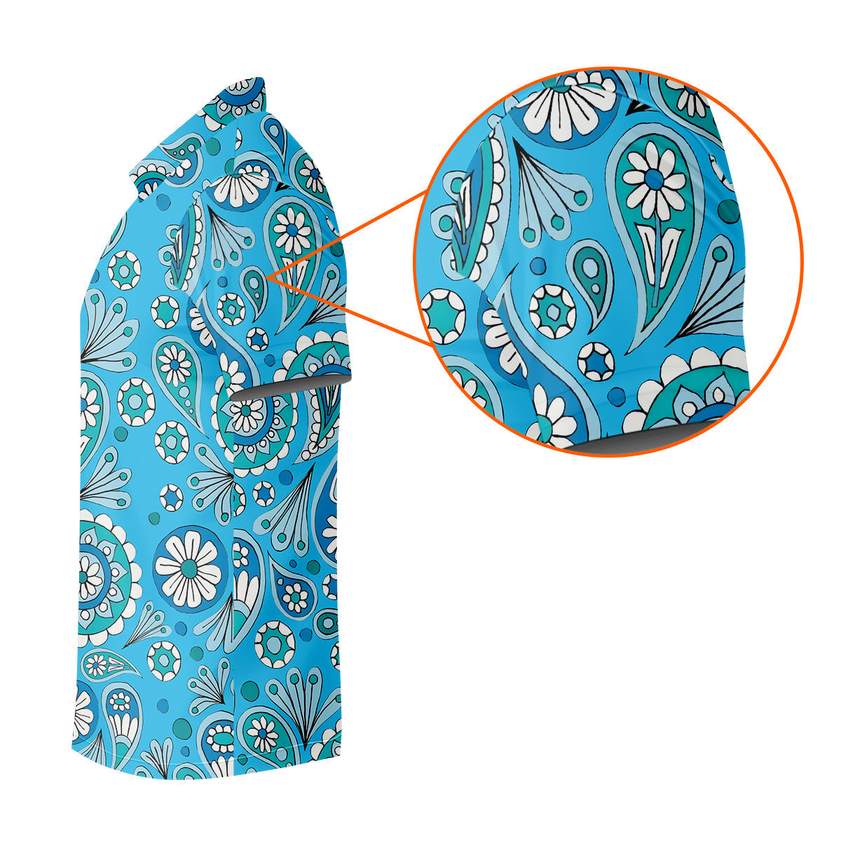 Blue Paisley Seamless Pattern Golf Tops For Men, Hawaiian Golf Shirts, Polo For Men