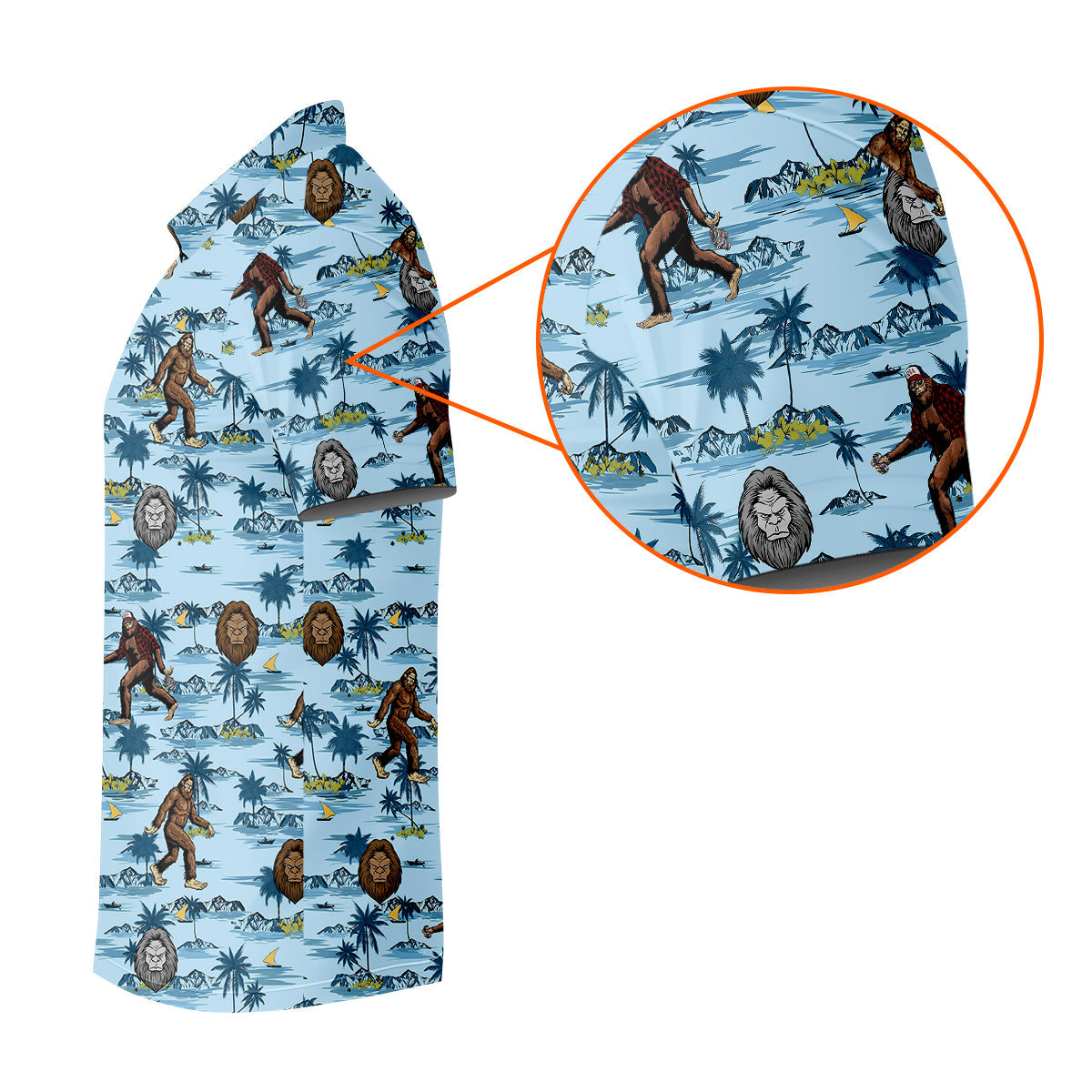 Blue Funny Sasquatch Tropical Golf Shirts, Men's Funny Golf Shirts, Golfing Apparel, Polo For Men