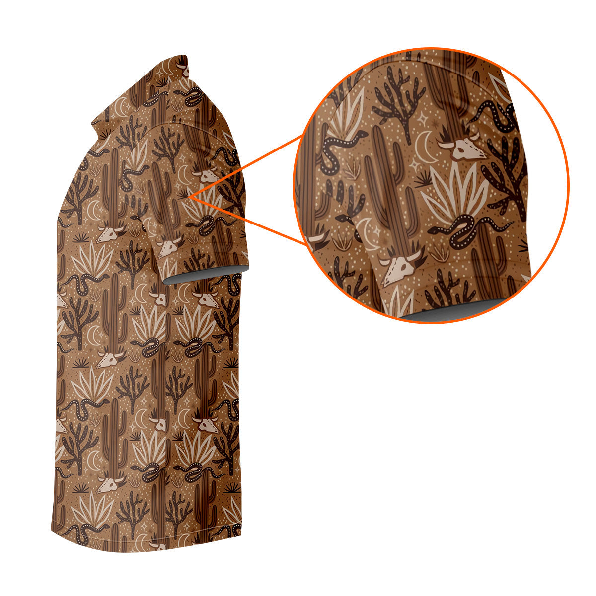 Snake Cactus Seamless Pattern Golf Tops For Men, Hawaiian Golf Shirts, Long Sleeve Polo