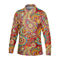 Red Paisley Seamless Pattern Golf Tops For Men, Hawaiian Golf Shirts, Long Sleeve Polo