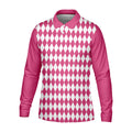 White And Pink Argyle Pattern Men Polo, Polo Shirts For Men, Golf Gift For Men, Golfing Apparel