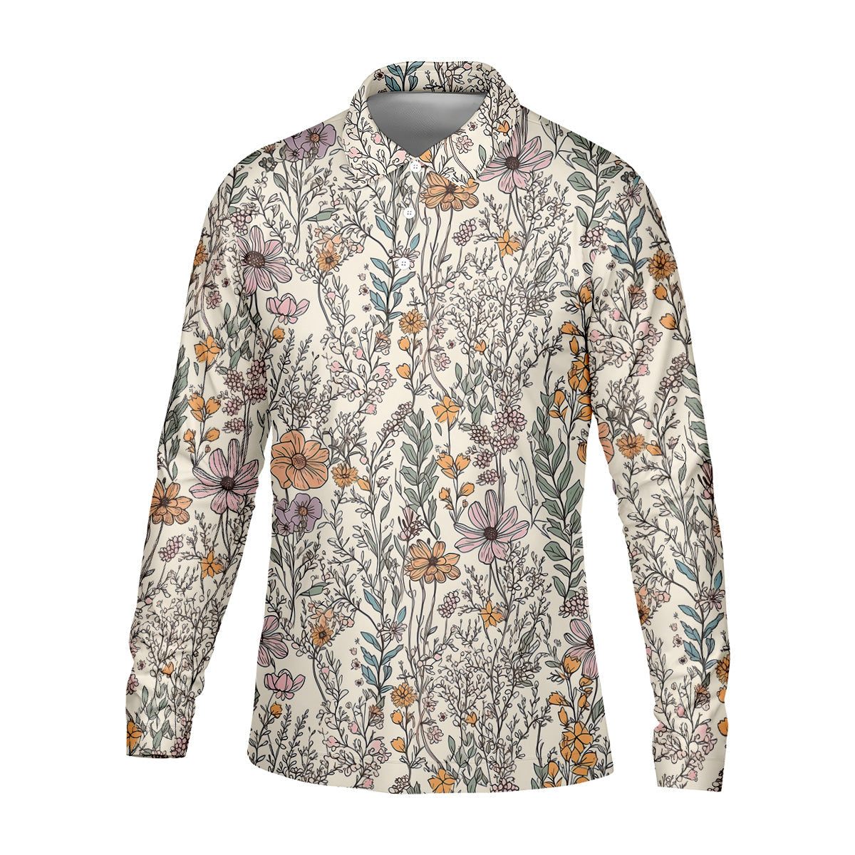 Foliage Floral Golf Tops For Men, Gifts For Golf Lovers, Polo Shirts For Men, Golfing Apparel
